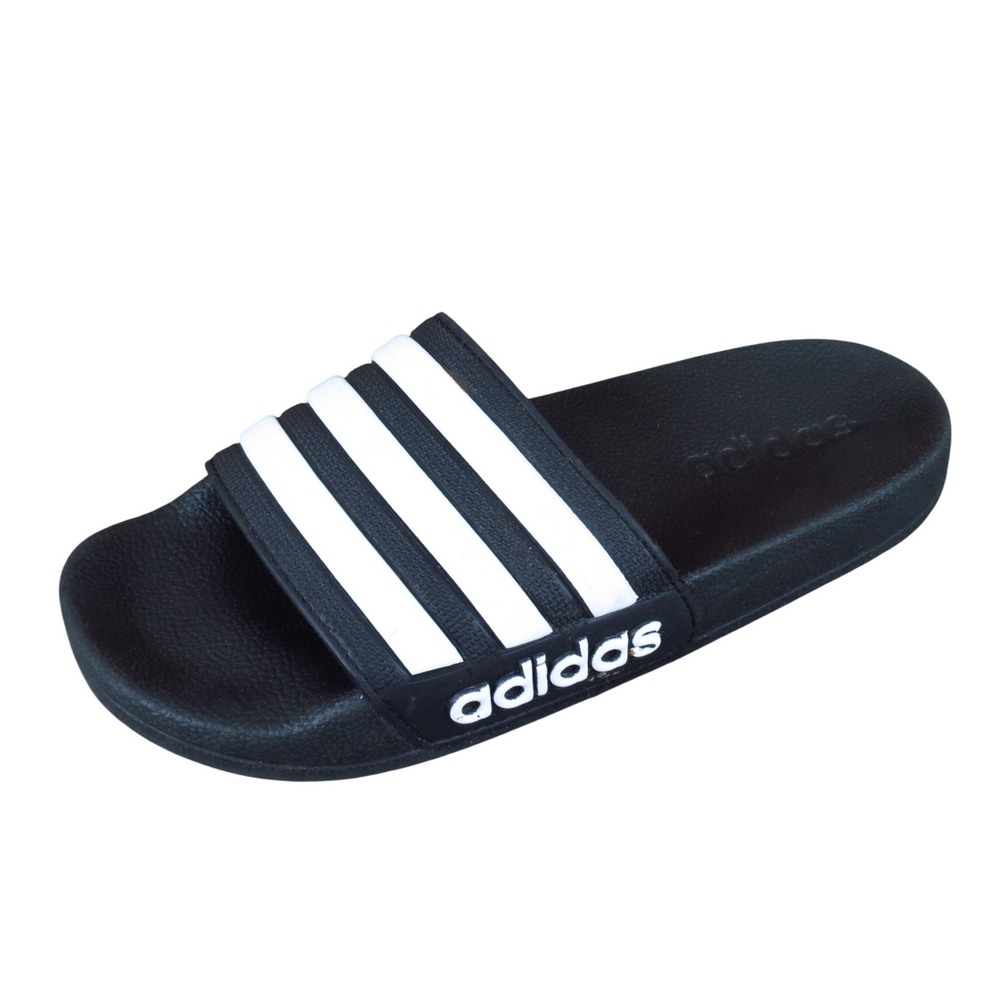 Adidas Adilette Shower Kids Slide Sandals Size 1 Pool Beach Black White GZ5922